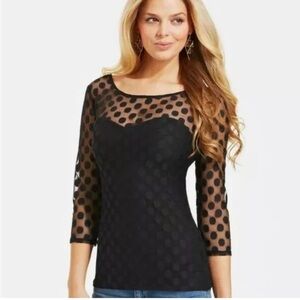 Black Polka Dot Mesh Top
